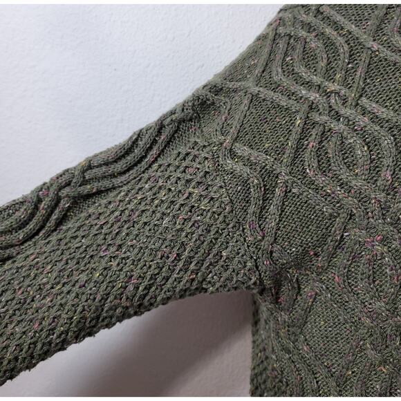 Time And Tru Green Olive Branch Cable Knit Sweater Large Lightweight Soft - Picture 6 of 6